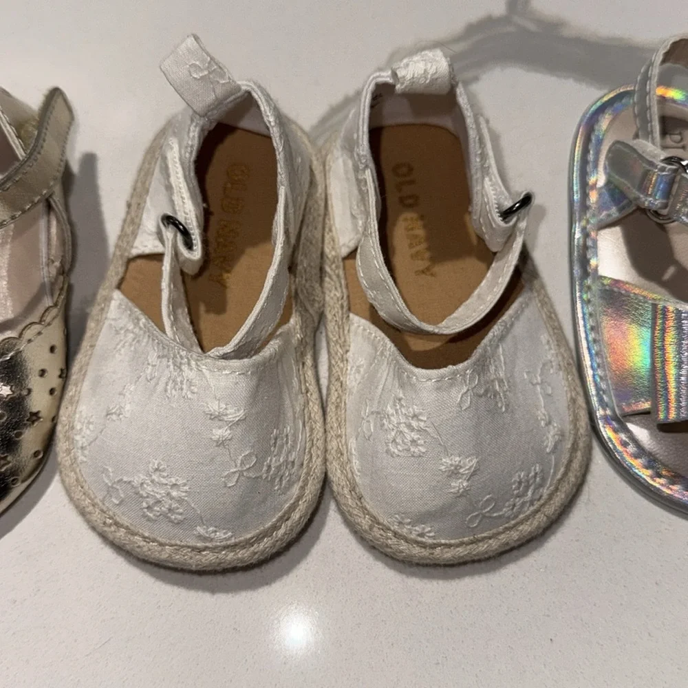 Three Pair Lot of Baby Girls Shoes 3-6M